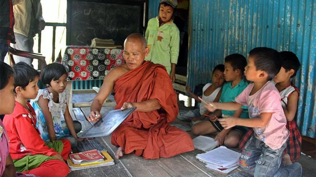 A monk of Rakhine alphabet