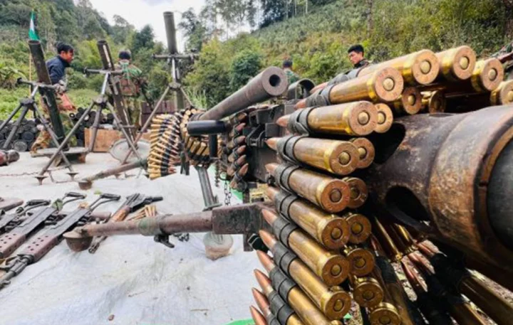 Myanmar-armFile Photo: Weapons and ammunition seized from Myanmar junta troops by the rebel forces in Mantong, Shan State, Myanmar on December 22. Photo: Collected