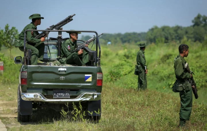 Myanmar junta troopsFile image: Myanmar junta troops patrol in Rakhine State. Photo: Collected