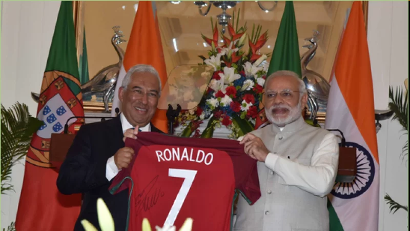 PM Modi receives jersey signed by Cristiano Ronaldo from Portugal PM  Antonio Costa