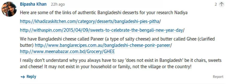 Bangladeshi cuisine has no dessert?