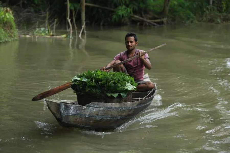 Vegetables being taken to a floating market. Photo: Syed Zakir Hossain/Dhaka Tribune