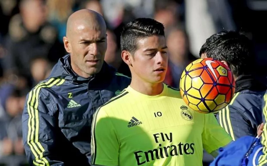 Rodriguez with Real manager Zidane at a pre-season training session COLLECTED