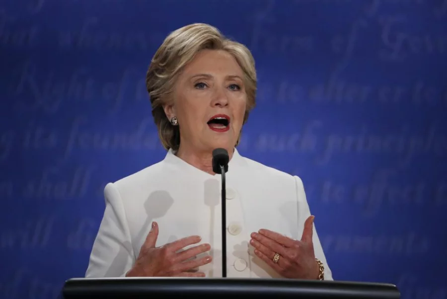 Hillary Clinton speaks. REUTERS/Carlos Barria