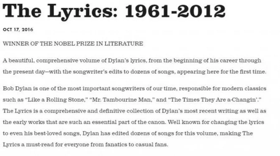 dylan_Nobel acknowledgement