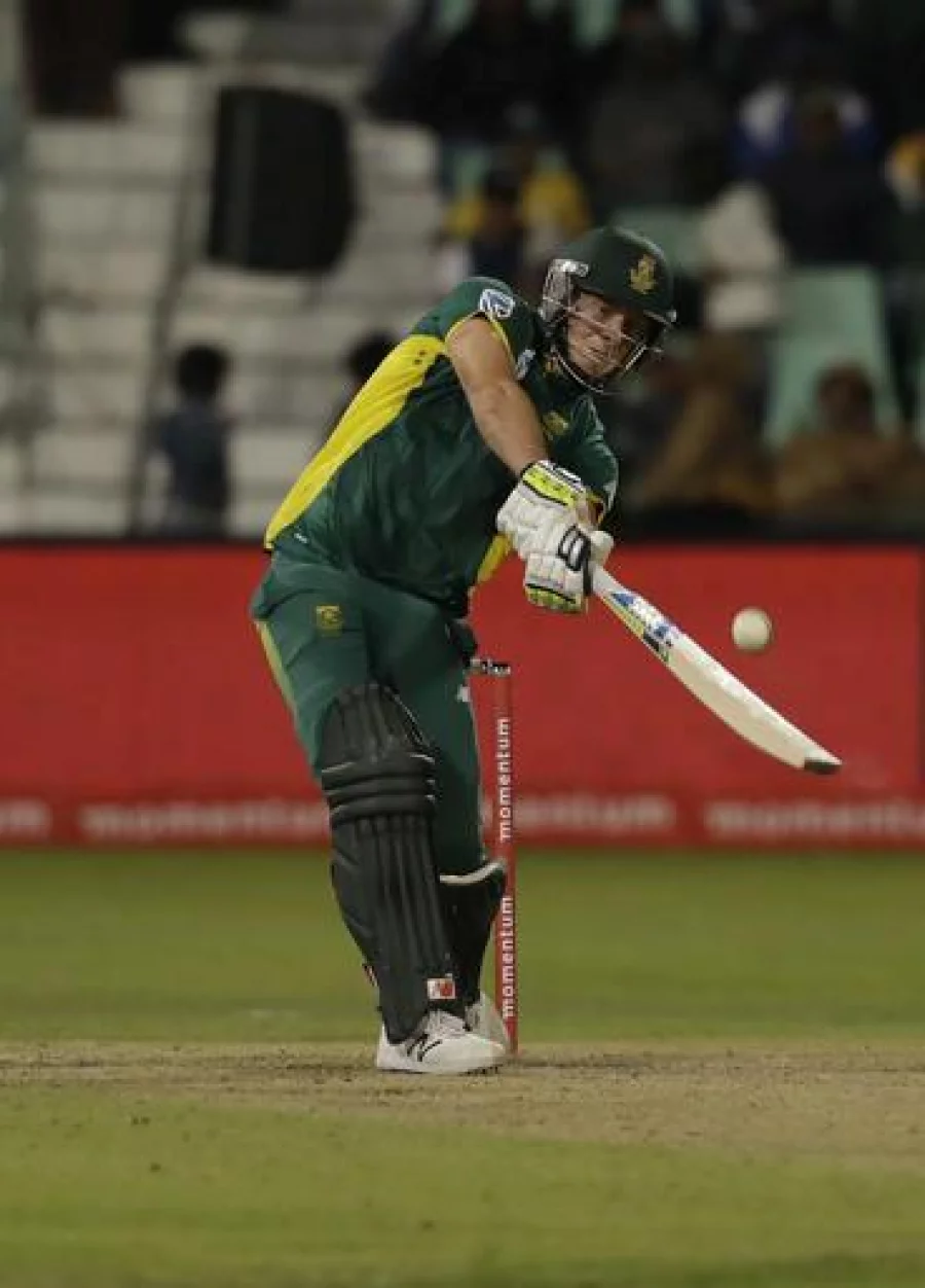 South Africa’s batsman David Miller plays a shot during the third one-day international cricket match between South Africa and Australia, at Kingsmead stadium in Durban, South Africa, Wednesday, Oct. 5, 2016. (AP Photo/Themba Hadebe)