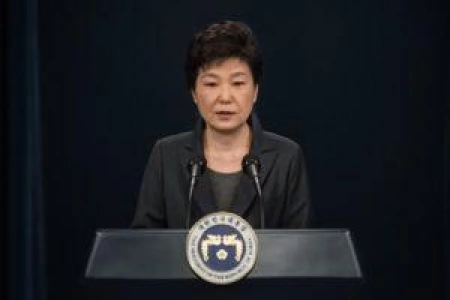 South Korea's President Park Geun-Hye speaks during an address to the nation at the presidential Blue House in Seoul on November 4, 2016. Park on November 4 agreed to submit to questioning by prosecutors investigating a corruption scandal engulfing her administration, accepting that the damaging fallout was "all my fault". / AFP PHOTO / POOL / Ed Jones