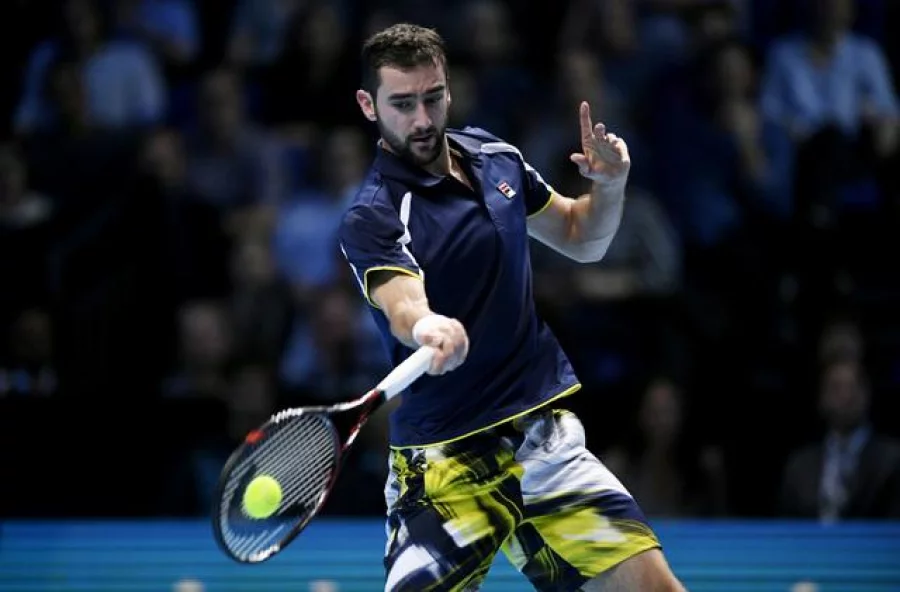 Britain Tennis - Barclays ATP World Tour Finals - O2 Arena, London - 14/11/16 Croatia's Marin Cilic in action during his round robin match against Great Britain's Andy Murray  Action Images via Reuters / Tony O'Brien Livepic EDITORIAL USE ONLY.