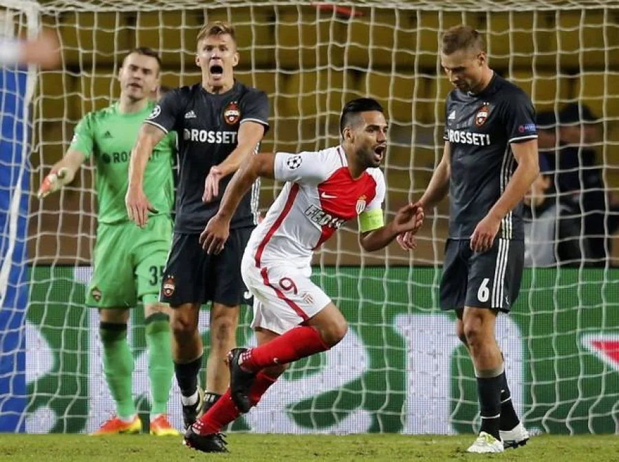 Football Soccer - AS Monaco v PFC CSKA Moscow - Champions League - Group E - Louis II stadium, Monaco, Monaco - 2/11/16. Monaco's Radamel Falcao celebrates his goal against CSKA Moscow. REUTERS/Jean-Paul Pelissier TPX IMAGES OF THE DAY