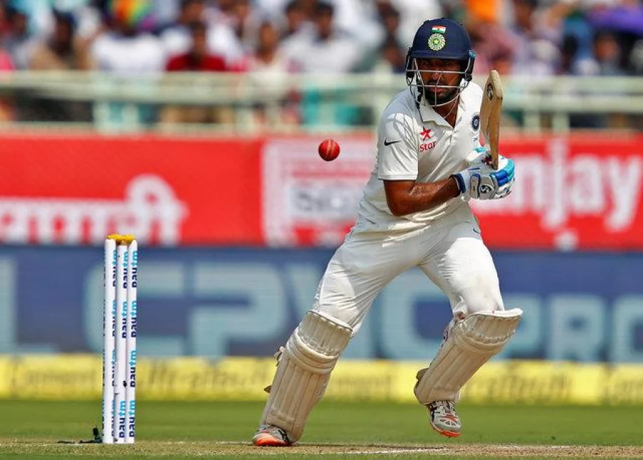 Cricket - India v England - Second Test cricket match - Dr. Y.S. Rajasekhara Reddy ACA-VDCA Cricket Stadium, Visakhapatnam, India - 17/11/16 - India's Cheteshwar Pujara plays a shot. REUTERS/Danish Siddiqui