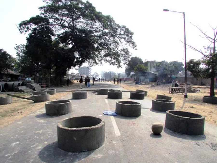 Concrete rings used to block roads 