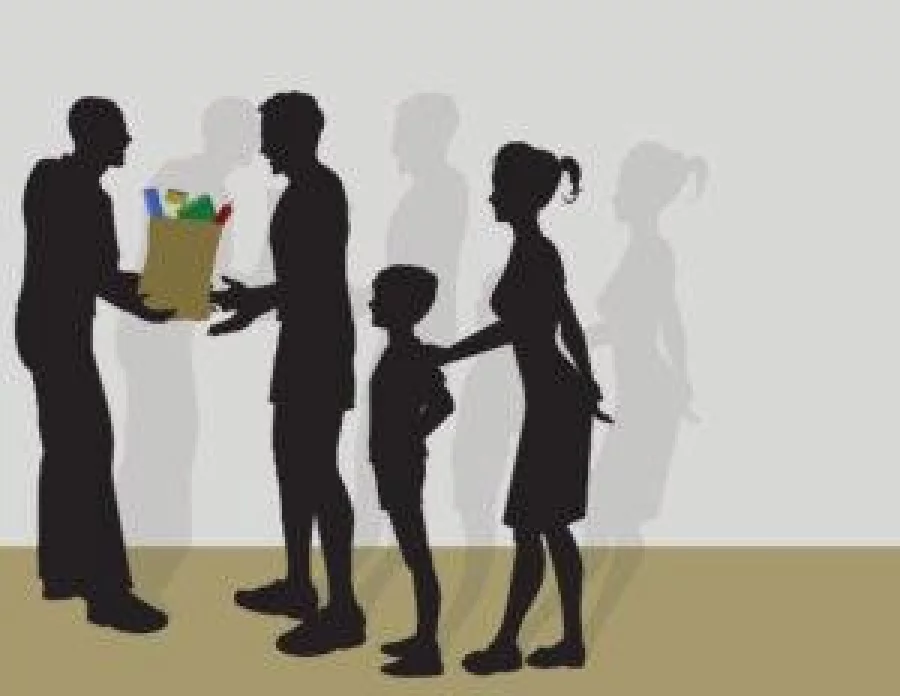 Vector illustration of a man Giving Food to a Family.