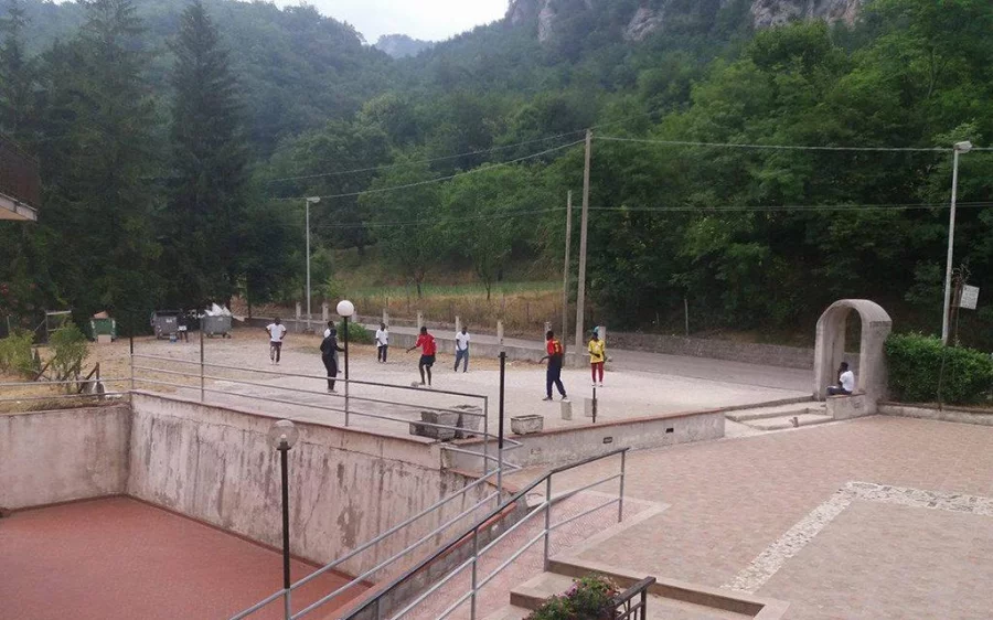 Recreation centre at a refugee camp near Naples in Italy Courtesy