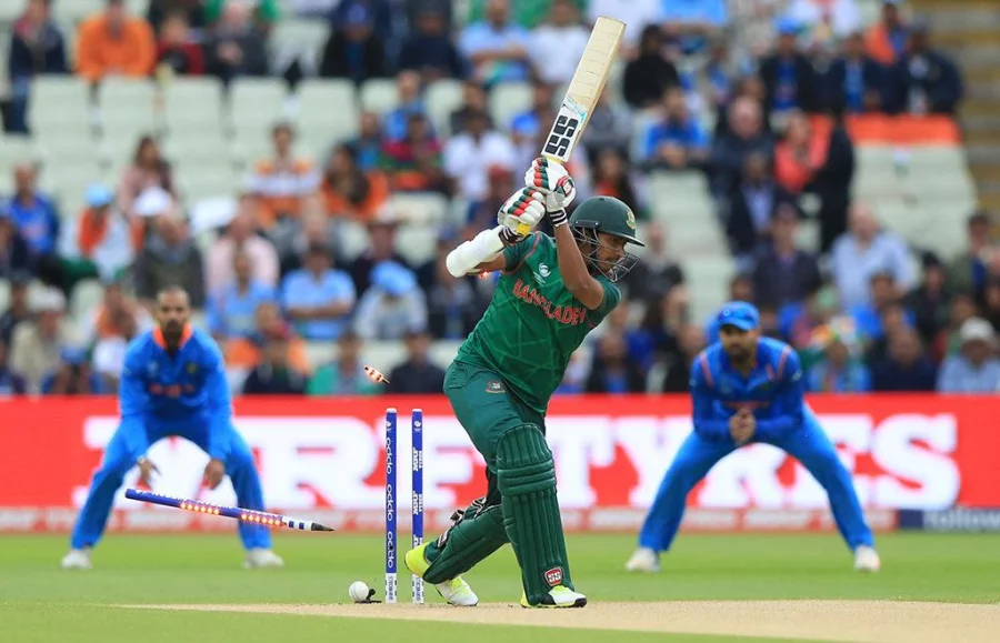 Bangladesh batsman Soumya Sarkar gets bowled out by Indian pacer Bhuvneshwar Kumar in the semi-final of the ICC Champions Trophy 2017 MD Manik/Dhaka Tribune