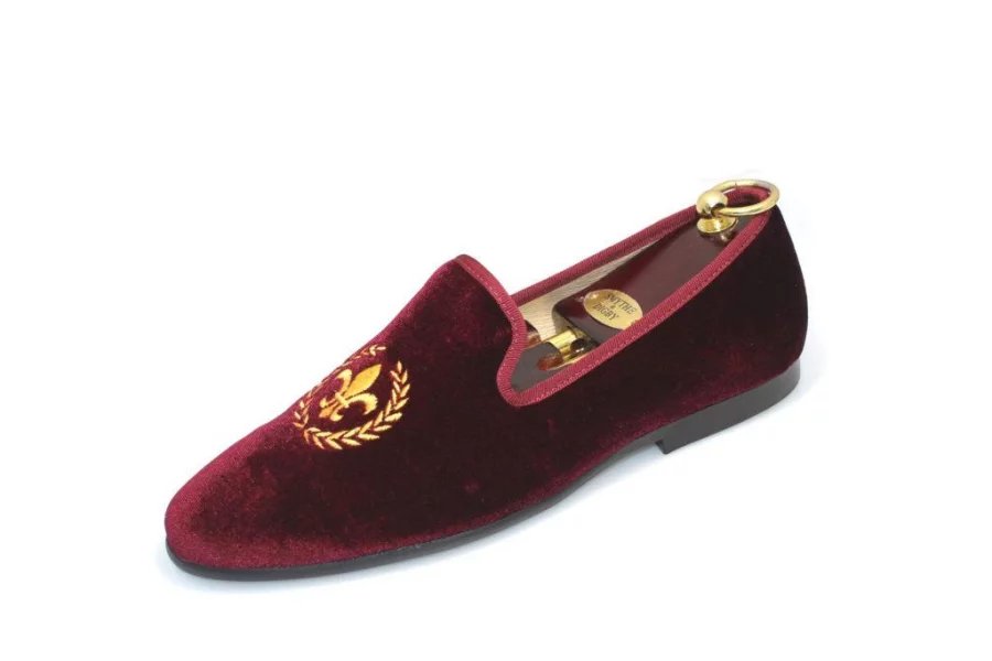 Velvet Loafers Burgundy_fleur_de_lis_M