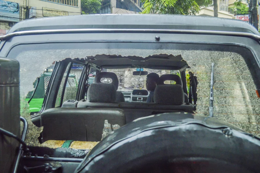 A snapshot of the vehicle carrying BNP leader which came under attacked in Rangunia upazila of Chittagong district on June 18, 2017 Rabin chowdhury/DHAKA TRIBUNE