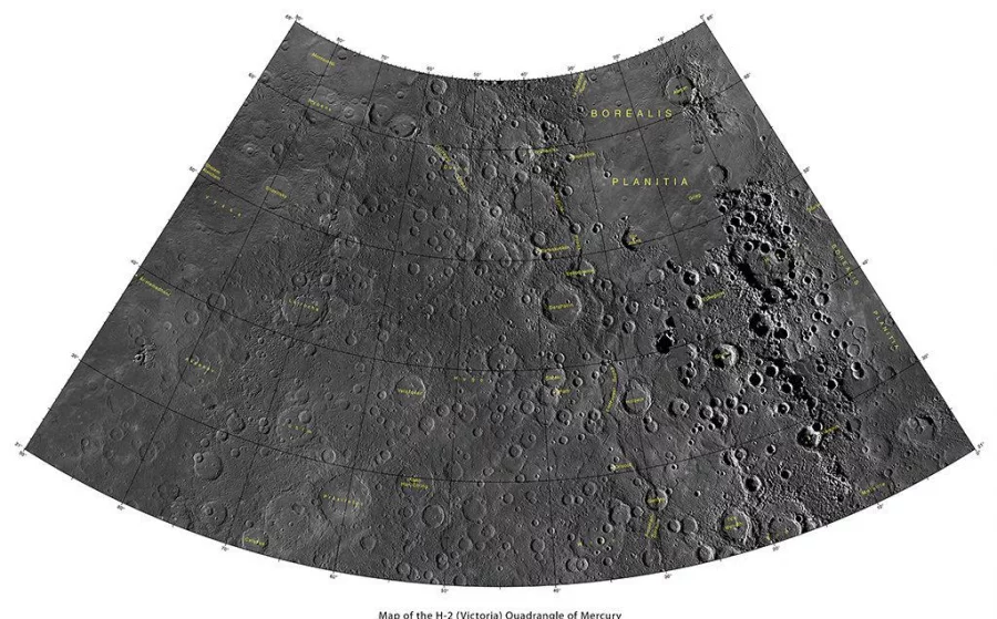 The Abedin crater on the top-left corner of the image as part of the Victorian quadrangle in the northern hemisphere of MercuryNASA/Johns Hopkins University Applied Physics Laboratory/Carnegie Institution of Washington