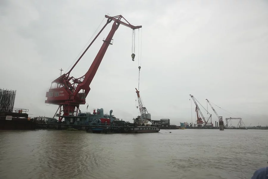 Construction work on pillar No 38 at the Padma bridge construction site Syed Zakir Hossain/Dhaka Tribune
