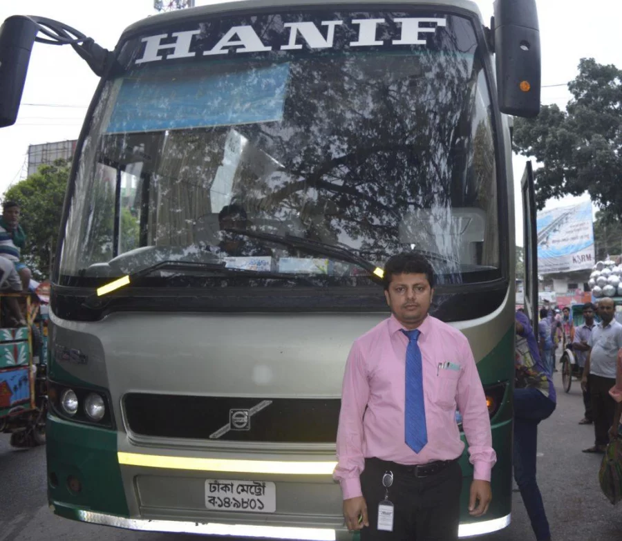 Hanif Paribahan coach 505 supervisor, Hafizur Rahman. Farhad Mazhar was rescued from this bus Dhaka Tribune