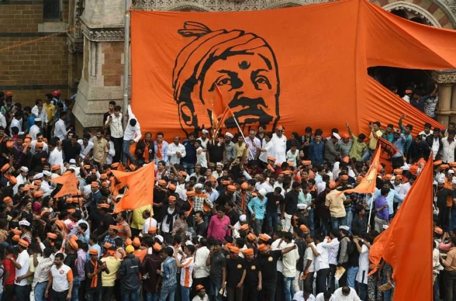 Indian members of the Maratha community in the state of Maharashtra take part in a rally in Mumbai on August 9, 2017. The Maratha Kranti Morcha silent protest is being held to demand emplyoment quotas for the Maratha in state-run education institutions and government jobs, a minimum support price for farm produce, and amendments to the Scheduled Castes and Scheduled Tribes (Prevention of Atrocities) Act. / AFP PHOTO / PUNIT PARANJPE