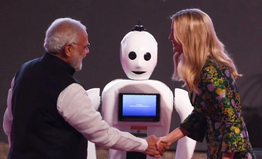 Indian Prime Minister Narendra Modi (L) and advisor to US President Ivanka Trump shakes hands after they formally innagurate the Global Entrepreneurship Summmit at the Hyderabad convention centre (HICC) in Hyderabad on November 28, 2017.<br /> The Global Entrepreneurship Summmit will take place from 28th to 30th of November. / AFP PHOTO / MONEY SHARMA