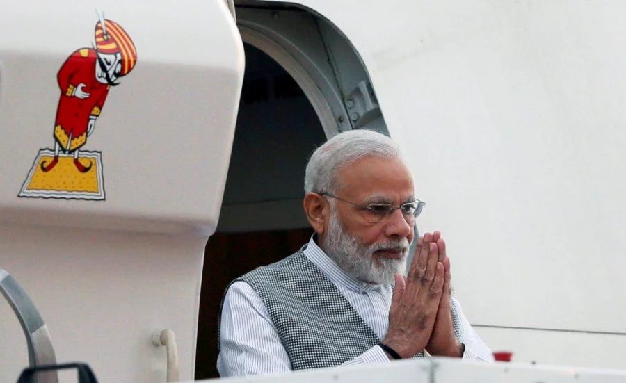 FILE PHOTO: India's Prime Minister Narendra Modi gestures as he arrives for the United Nations Vesak Day celebrations in Katunayake, Sri Lanka May 11, 2017. To match Special Report INDIA-MODI/CULTURE REUTERS/Dinuka Liyanawatte/File Photo