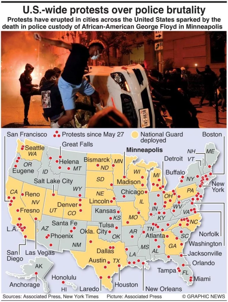 Infographic: George Floyd death protests spread