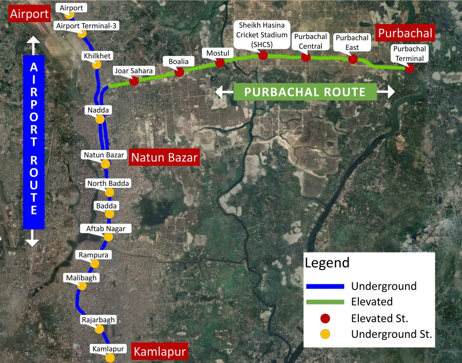 Subway: Dhaka airport to Kamalapur in 24 minutes